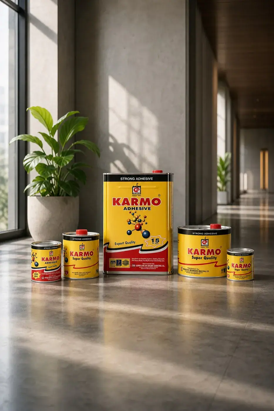 Karmo adhesive tins from the chemicals division