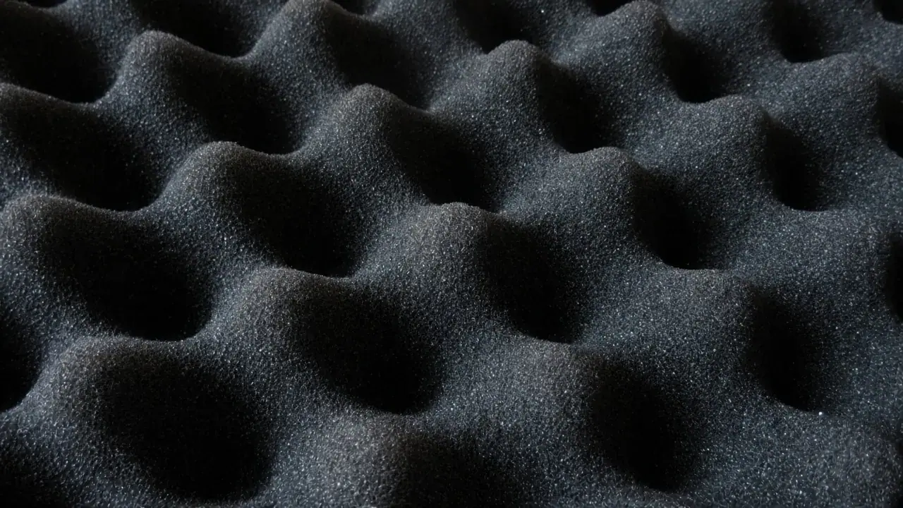 Close-up of charcoal egg-crate contour foam
